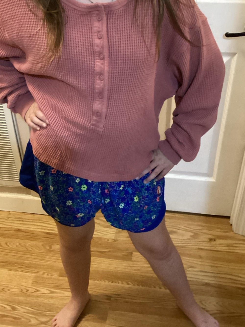 Women's Mauve Waffle-Knit Button Down Top